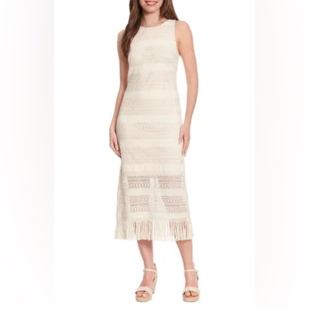 London times Fringe Sleeveless Crochet Midi Dress size 10